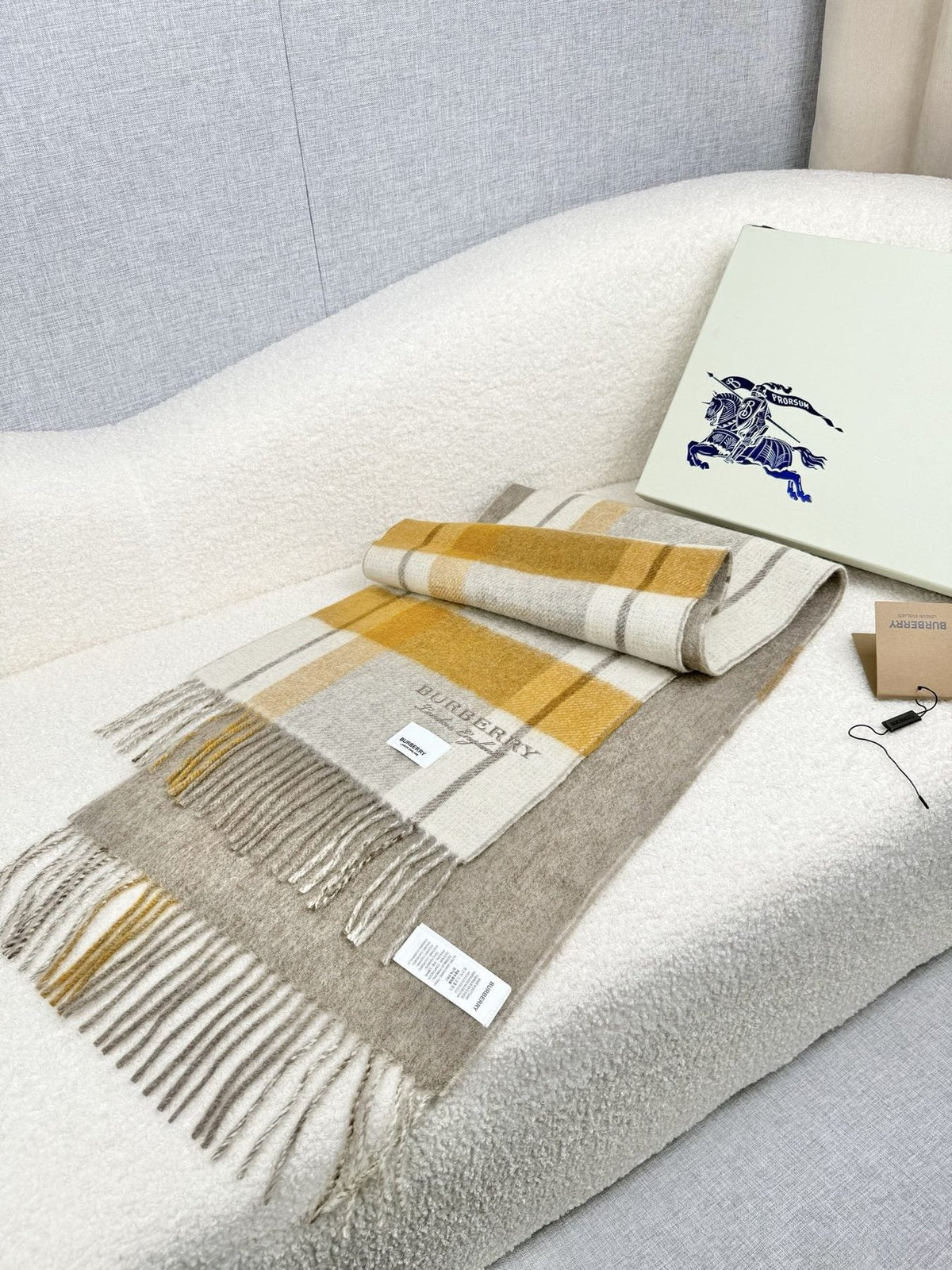 Burberry Double-Sided Plaid Fringe Scarf — front