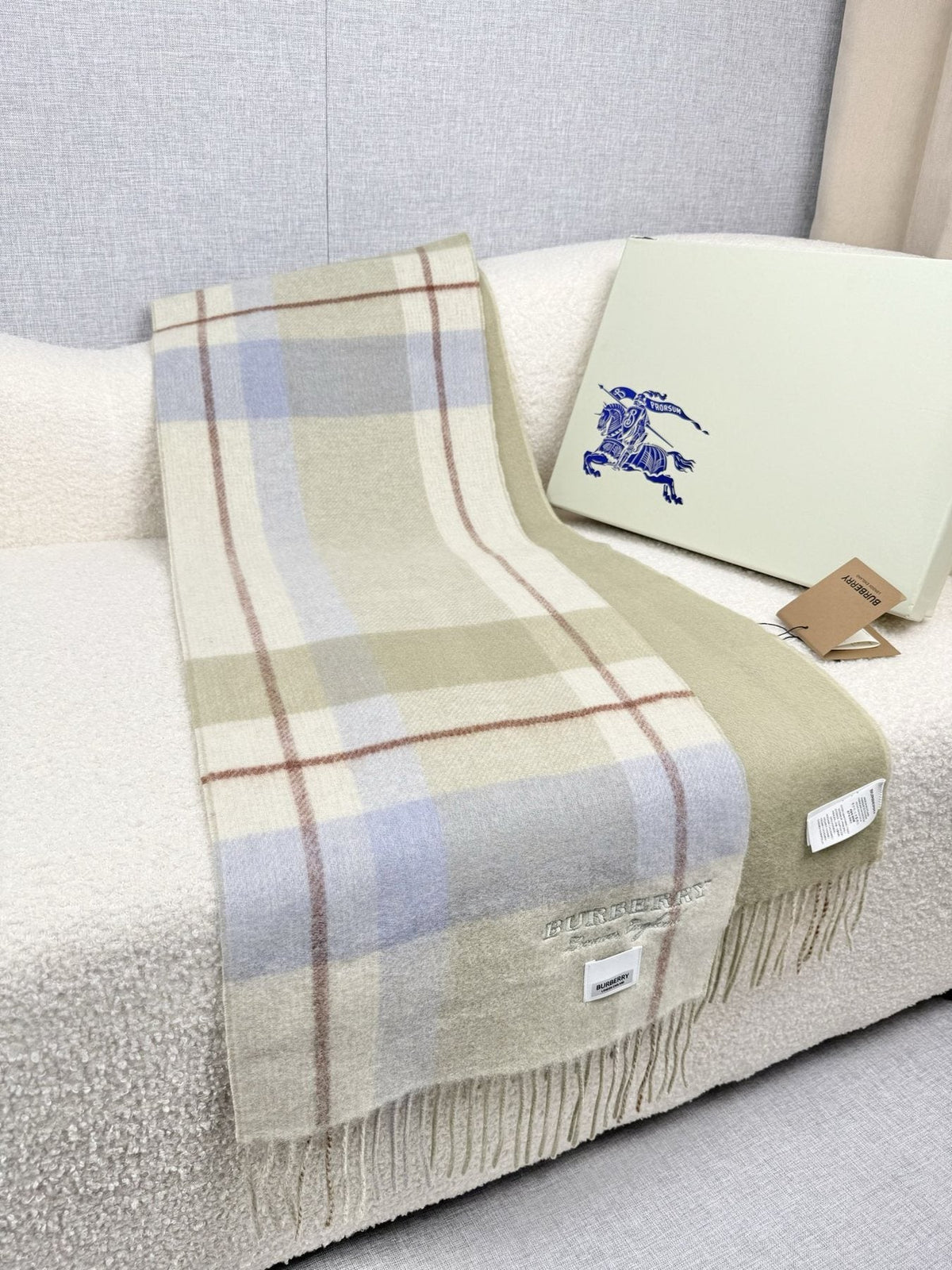 Burberry Double-Sided Plaid Fringe Scarf — front