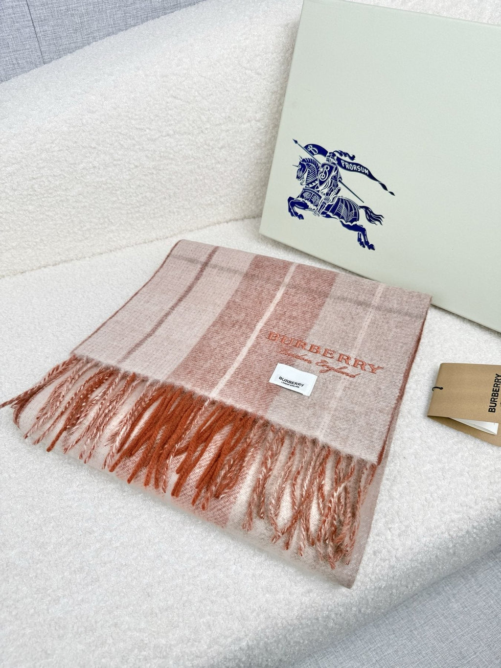 Burberry Double-Sided Plaid Fringe Scarf — front