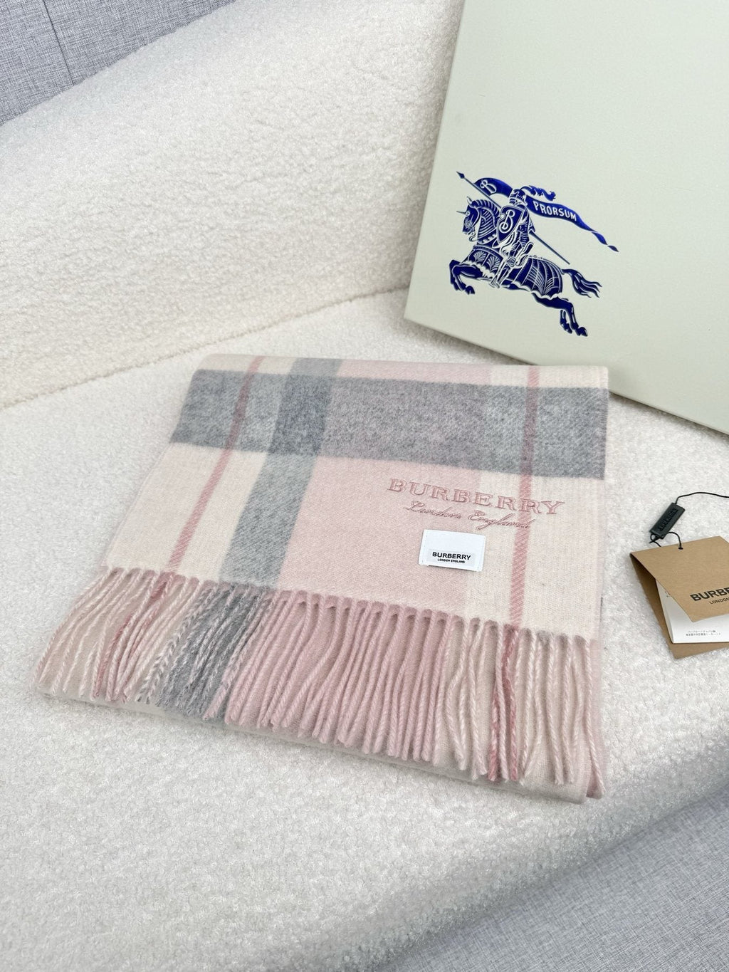 Burberry Double-Sided Plaid Fringe Scarf — front