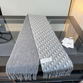 Dior Gray & Ivory Fringed Scarf — hero