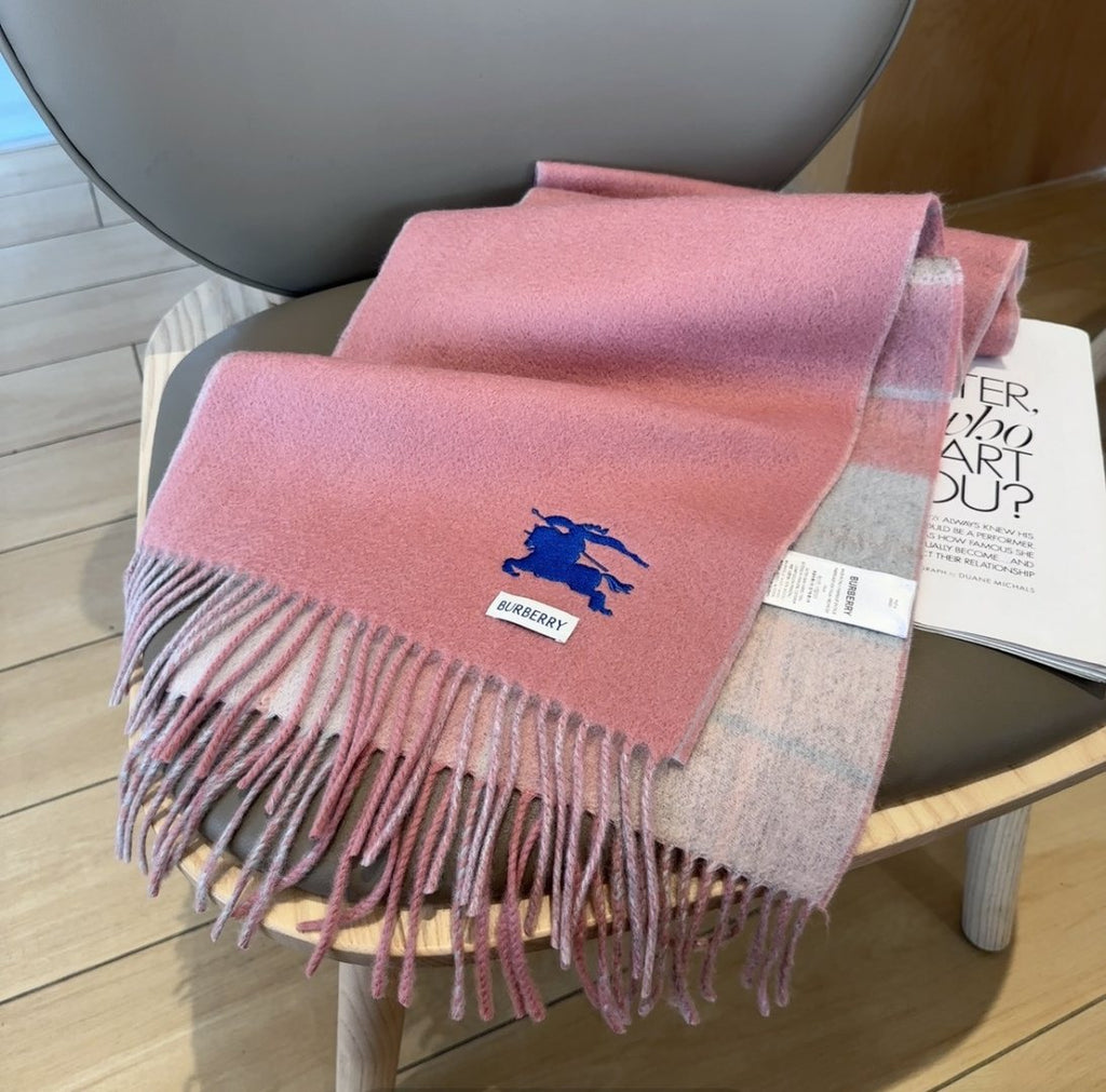 Burberry Reversible Plaid Fringed Scarf — side