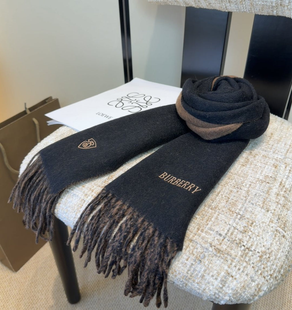 Burberry Two-Tone Fringed Scarf — front