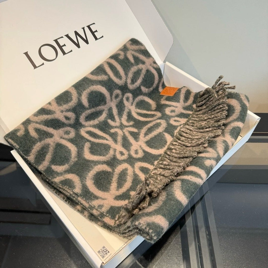 Loewe Loop Motif Fringed Scarf — front