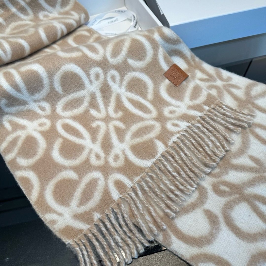 LOEWE Loop-Pattern Fringed Scarf — front