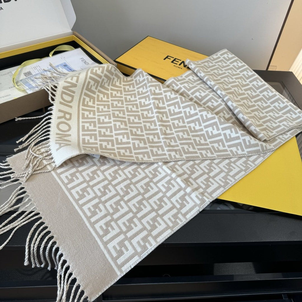 Fendi FF Logo Fringe Scarf — front