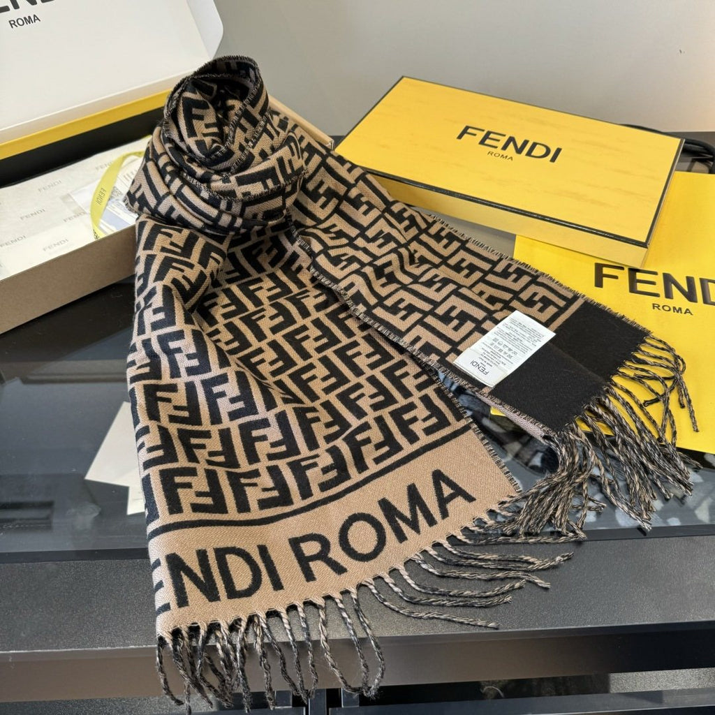 Fendi FF Logo Fringe Scarf — front