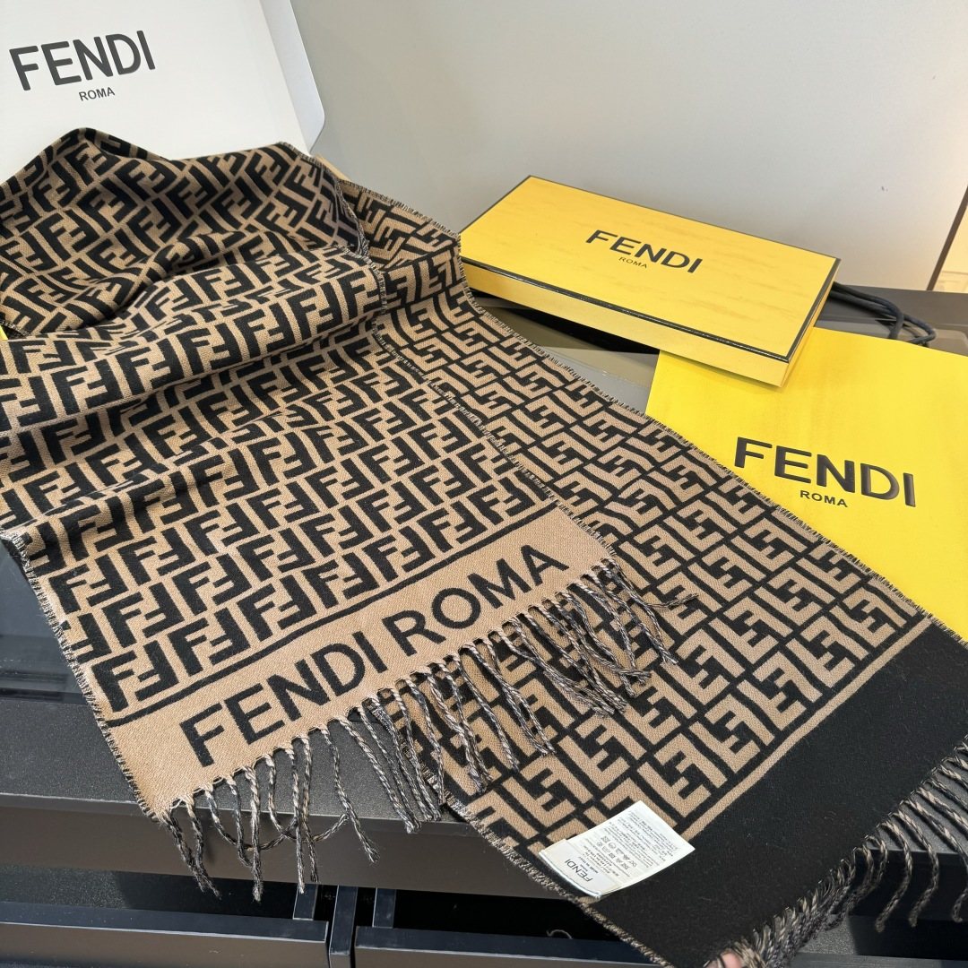 Fendi FF Logo Fringe Scarf — front