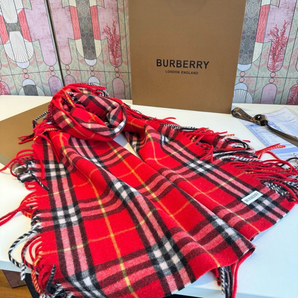 Burberry Plaid Fringe Scarf — side