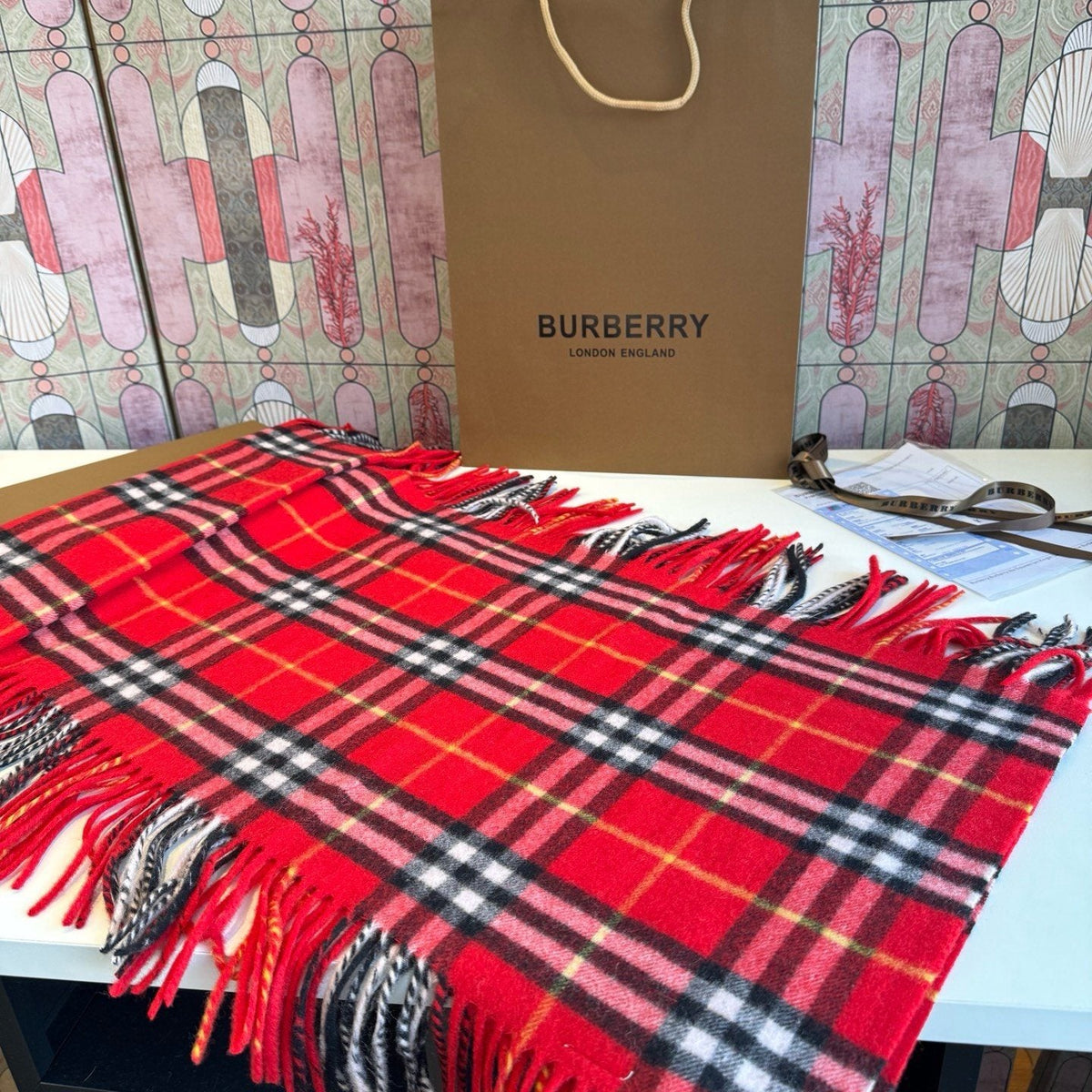Burberry Plaid Fringe Scarf — hero