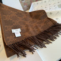 Celine Brown Patterned Fringed Scarf — hero