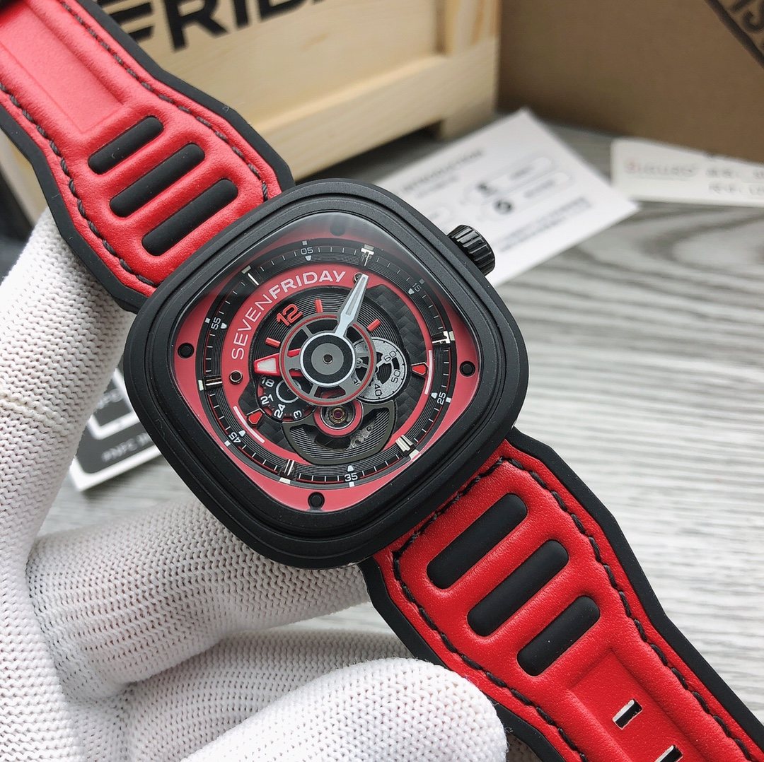 SEVENFRIDAY Red Strap Watch — front