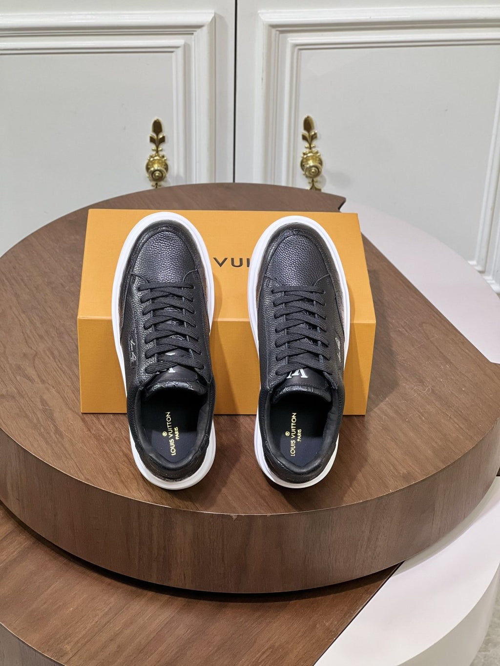 Louis Vuitton Black Low-Top Sneakers — front