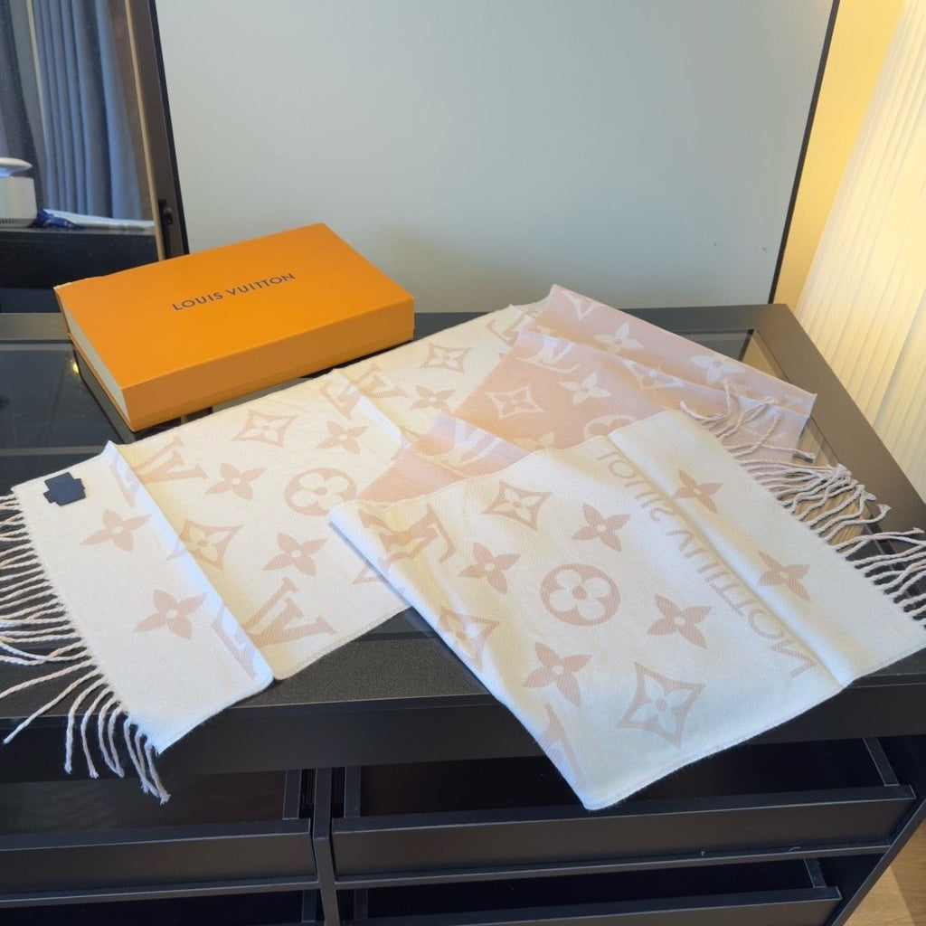 Louis Vuitton Monogram Fringed Scarf — front