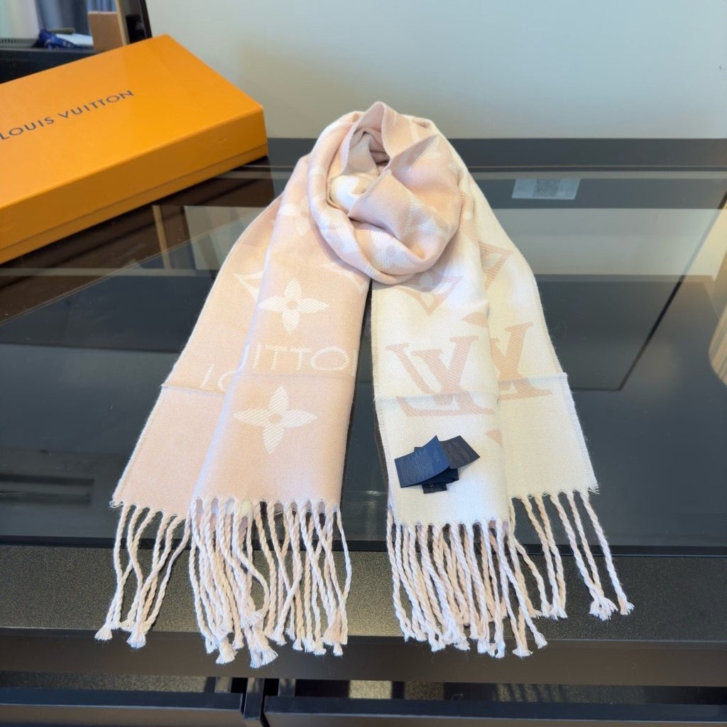 Louis Vuitton Monogram Fringed Scarf — front