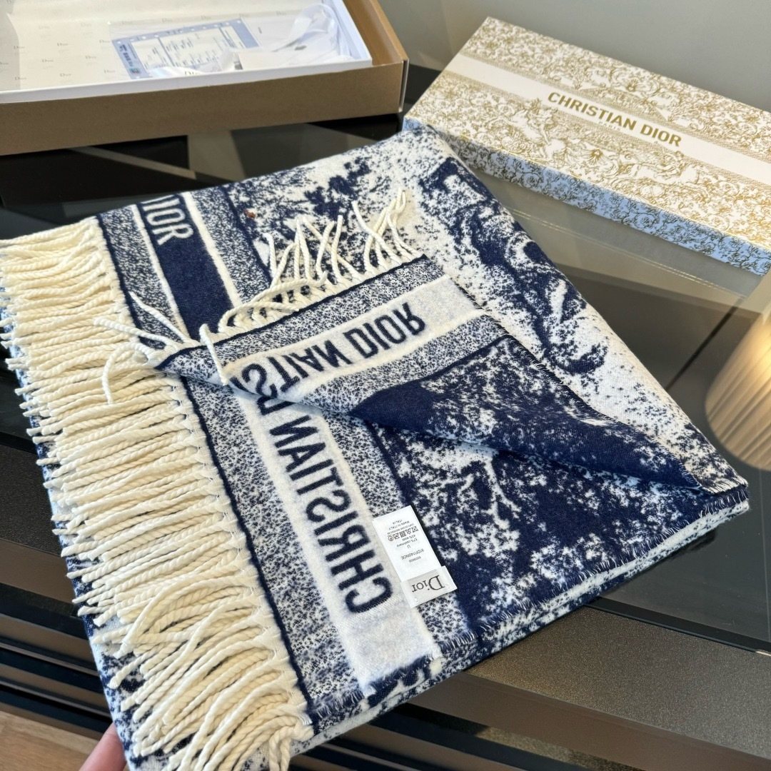 Dior Fringed Toile Square Scarf — front