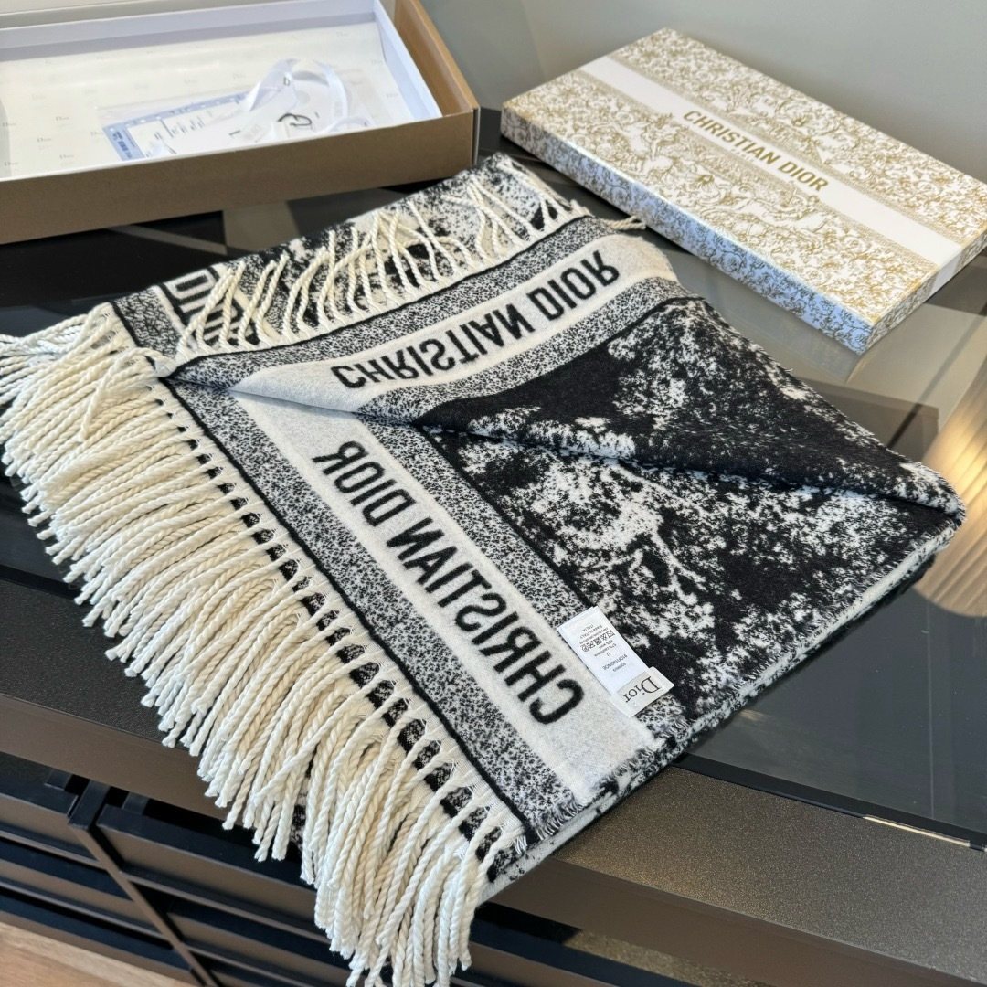 Dior Fringed Toile Square Scarf — front