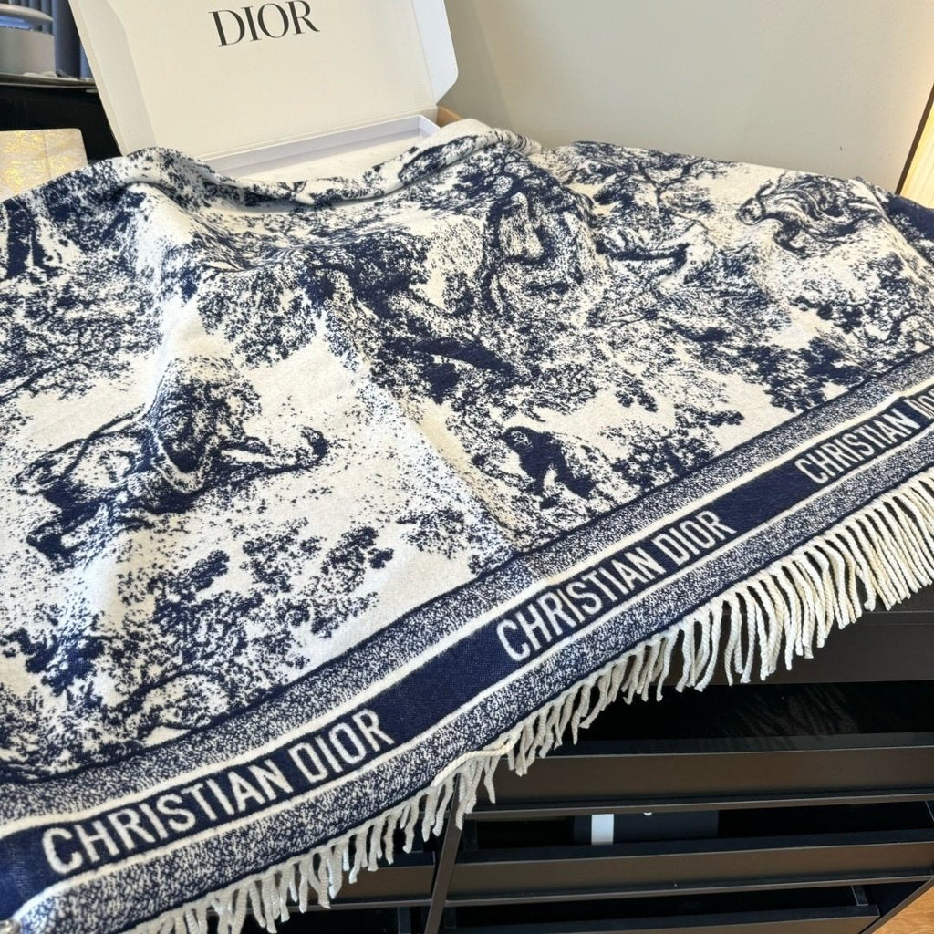 Dior Fringed Toile Square Scarf — front