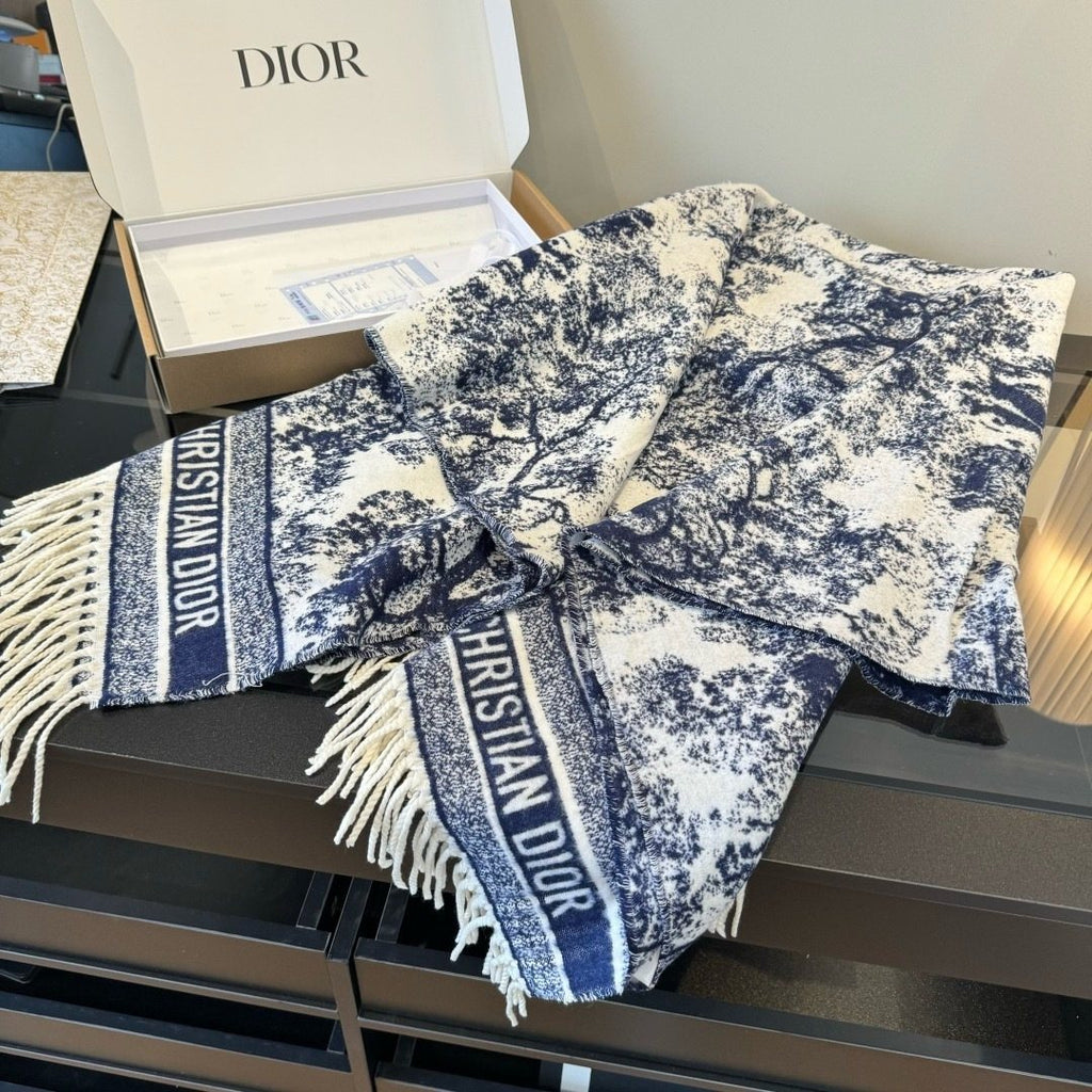 Dior Fringed Toile Square Scarf — front