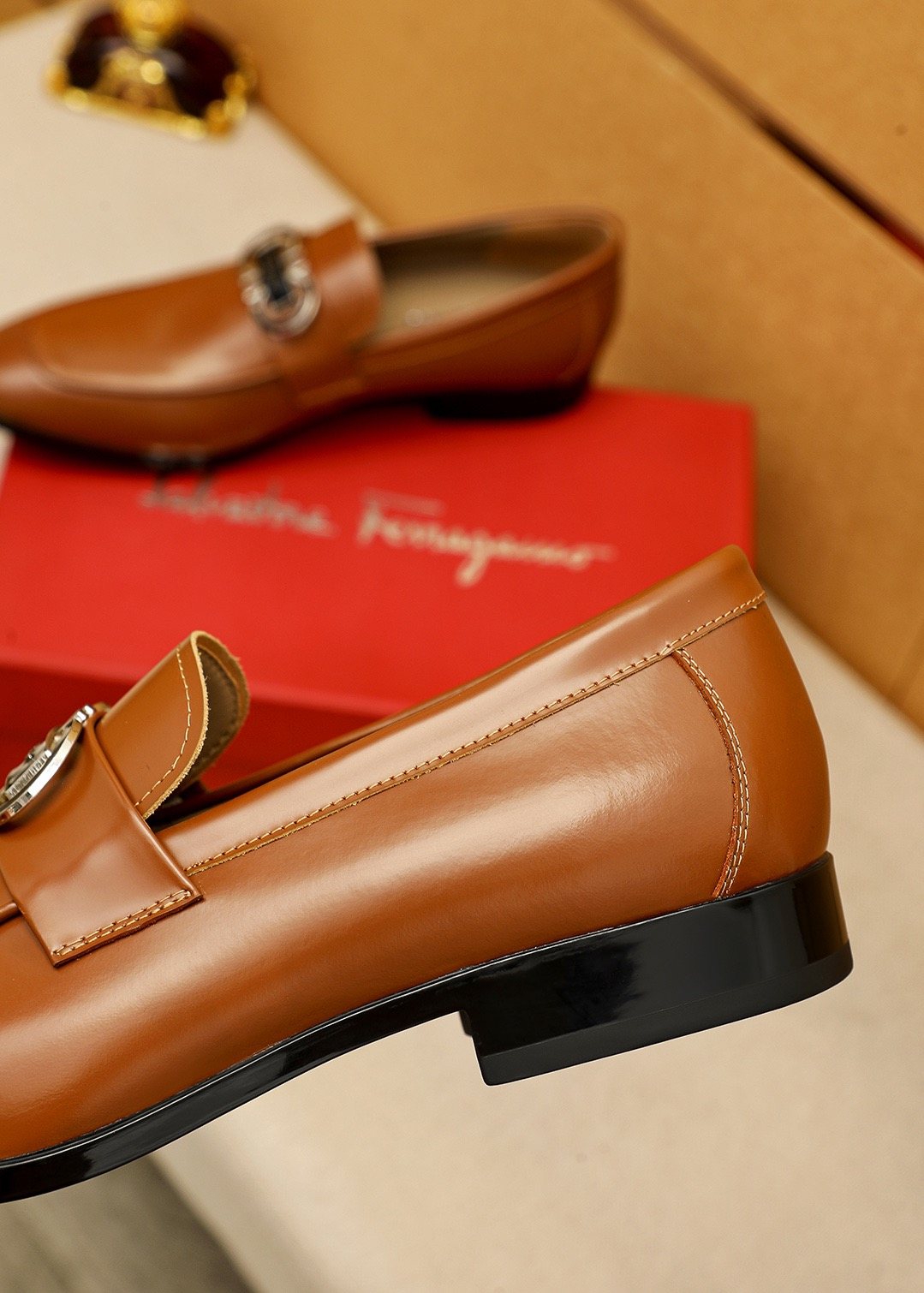 Salvatore Ferragamo Buckle Slip-On Loafers — side