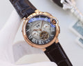 CARTIER Rose Gold Brown Black Dial Leather Strap Watch — hero