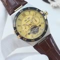 OMEGA Brown Black Gold Dial Leather Strap Watch — hero