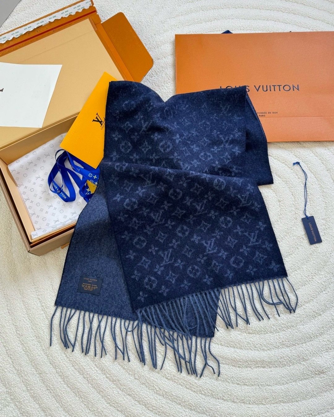 Louis Vuitton Monogram Fringe Scarf — side
