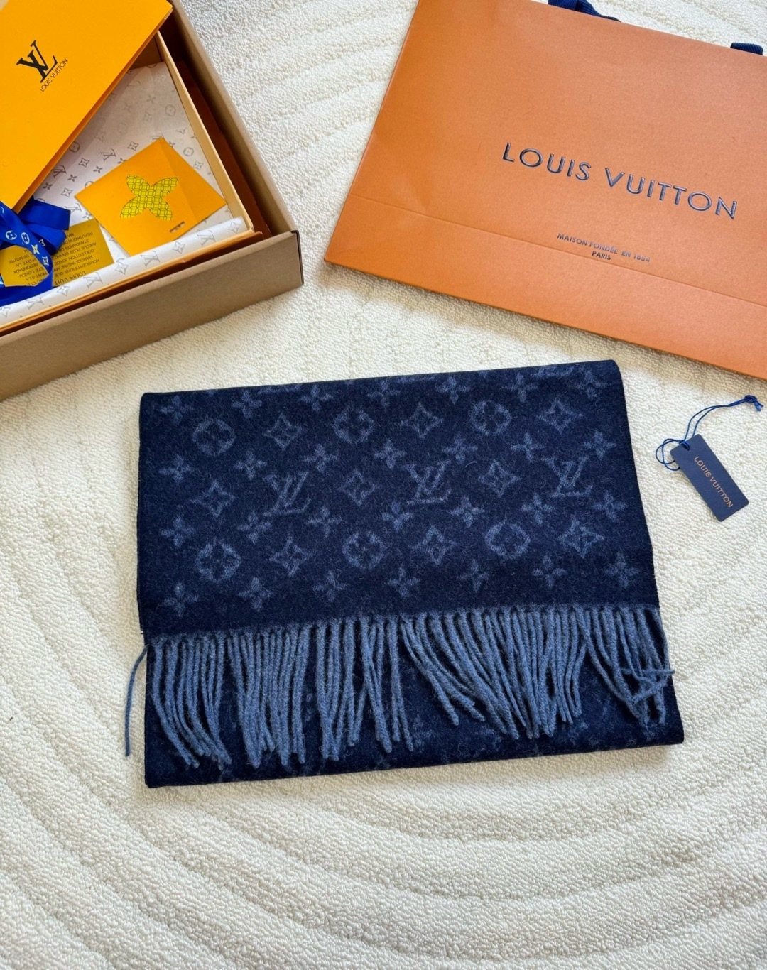 Louis Vuitton Monogram Fringe Scarf — front