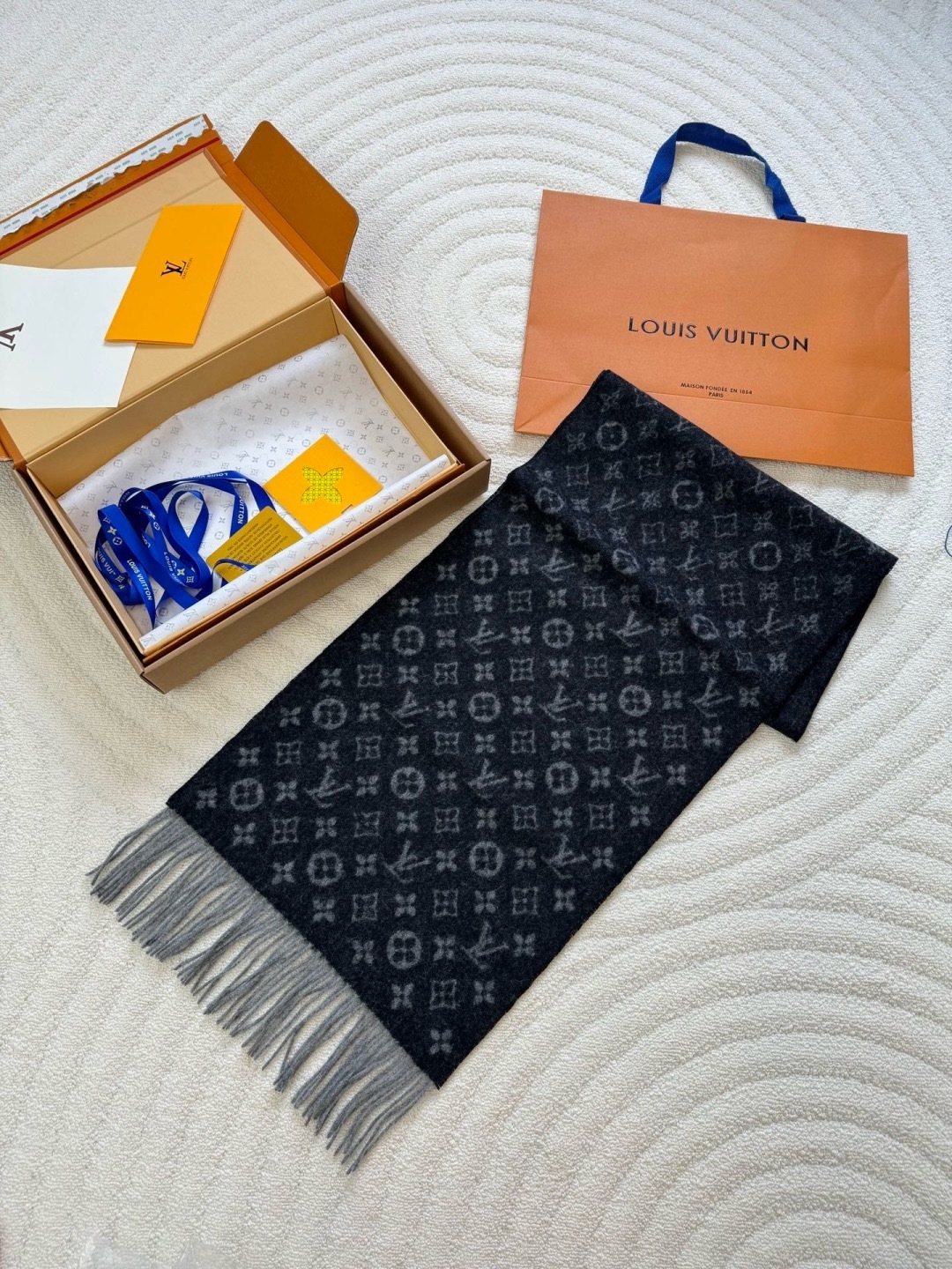 Louis Vuitton Monogram Fringe Scarf — side
