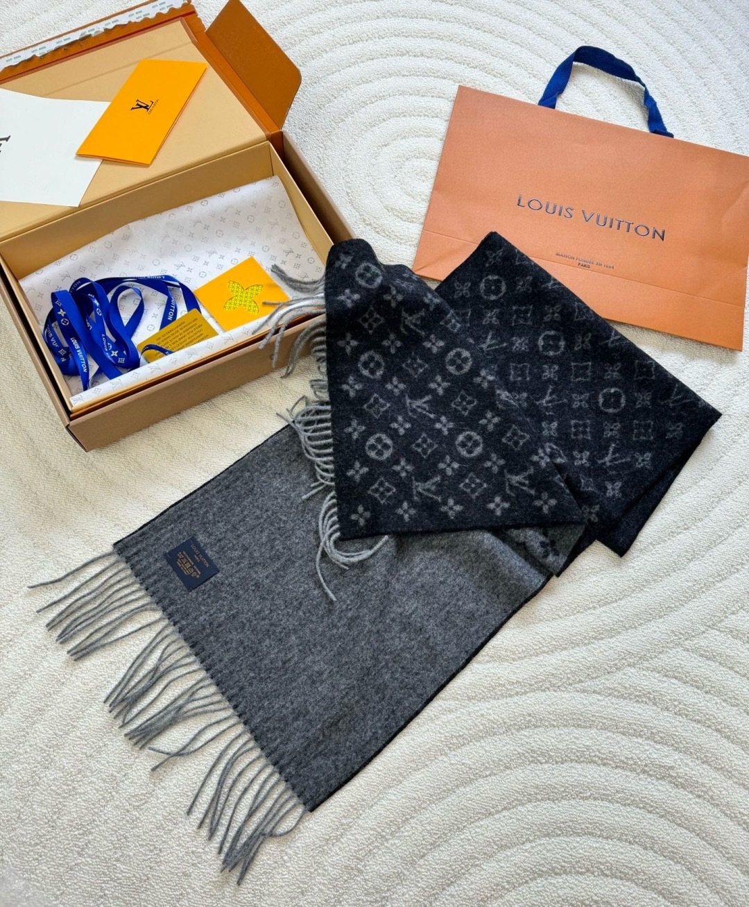 Louis Vuitton Monogram Fringe Scarf — side