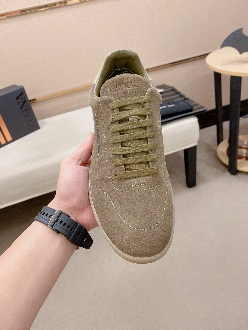 ZEGNA Suede Low-Top Sneakers — front