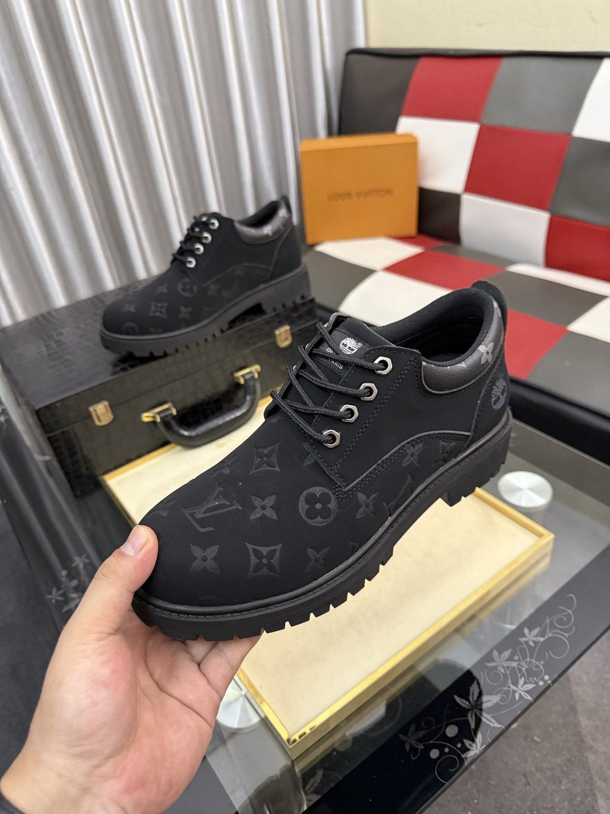 Timberland Patterned Lug Sole Lace-Up Boots — model