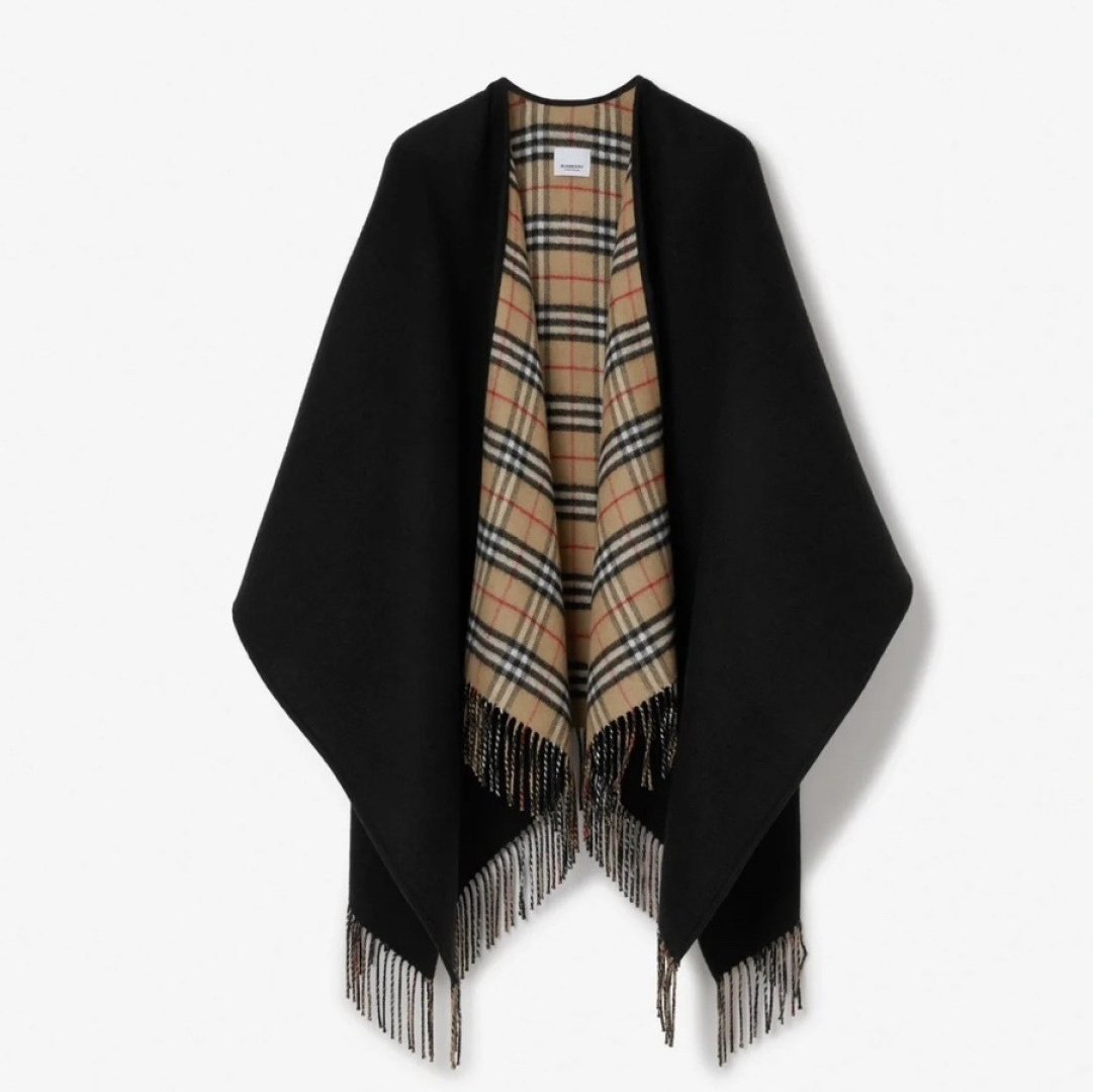 Fringed Plaid-Panel Poncho — hero