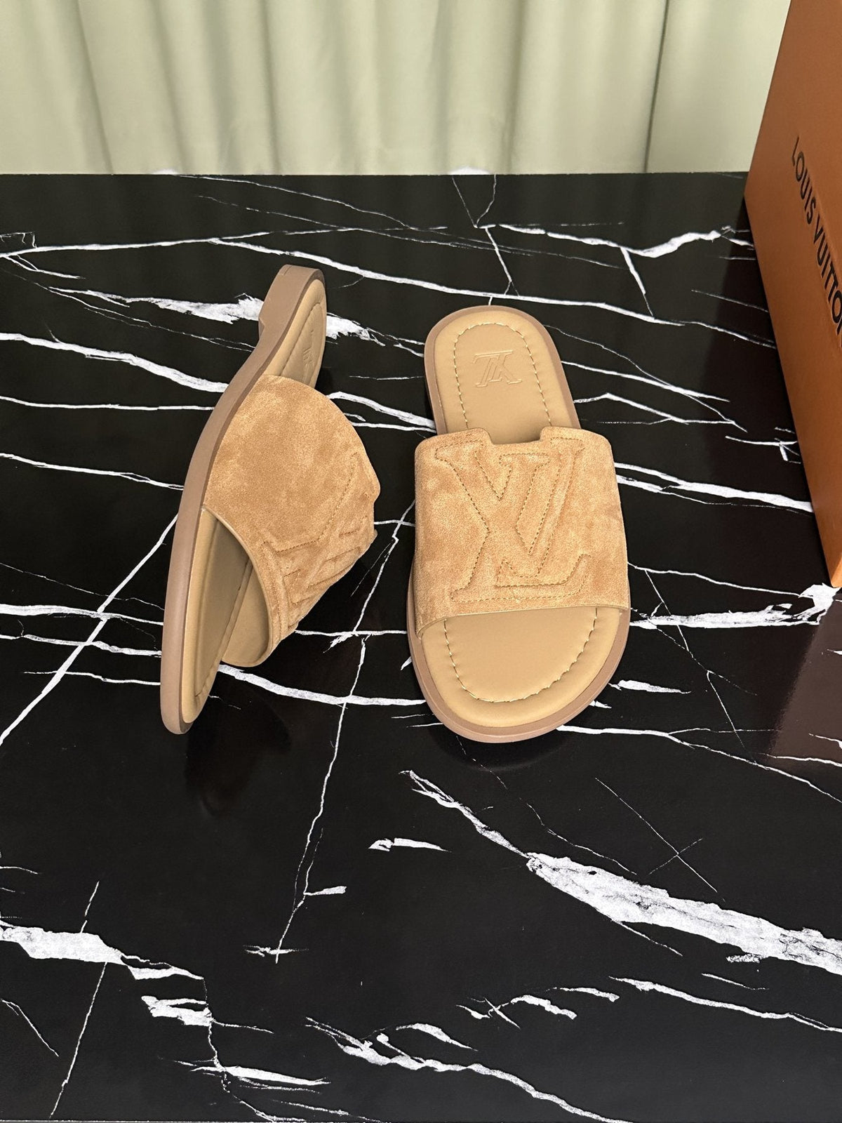 Louis Vuitton Embossed Strap Slide Sandals — side