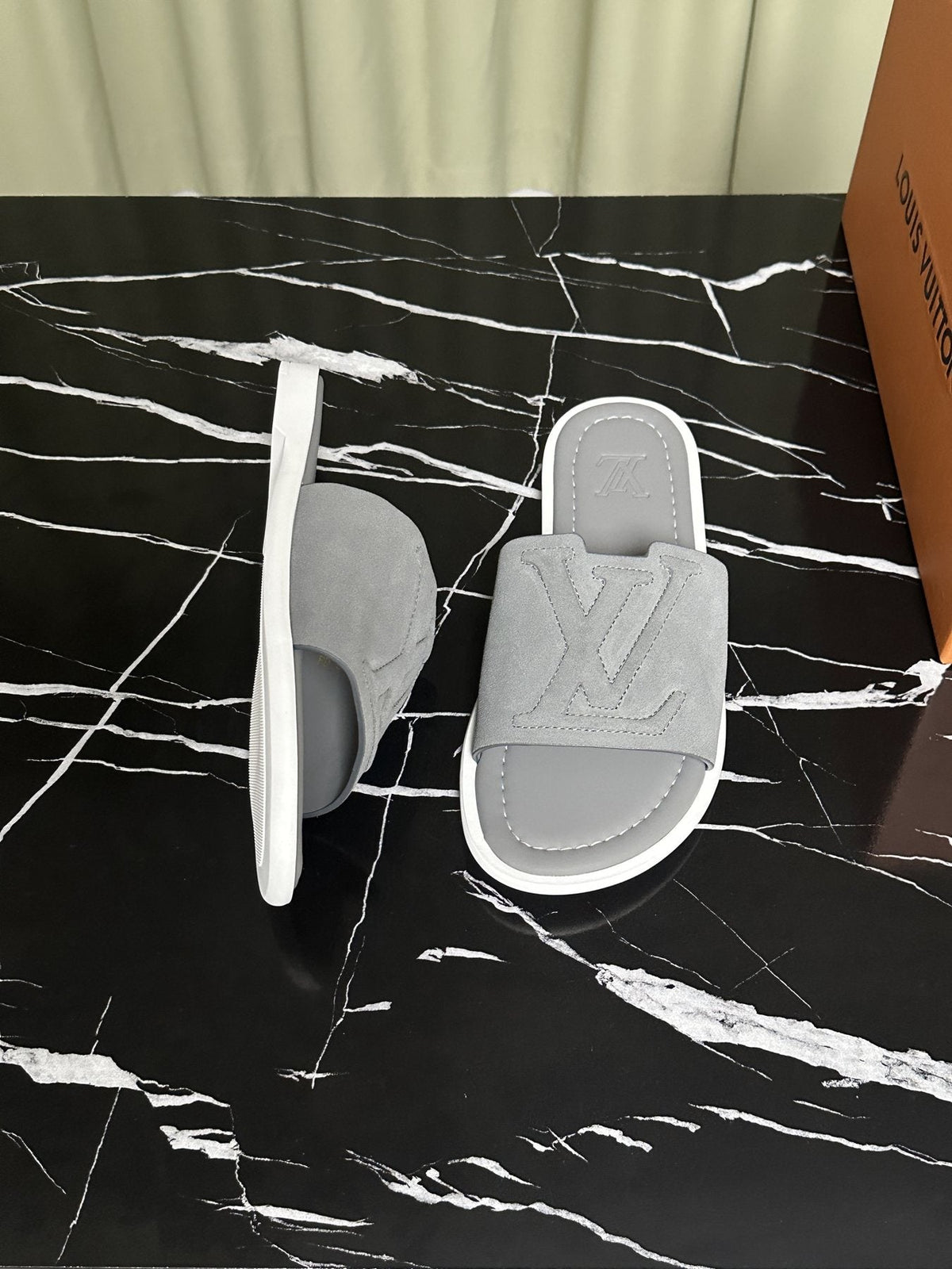 Louis Vuitton Embossed Strap Slide Sandals — side