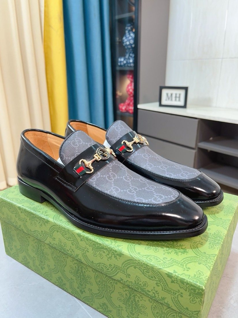 Gucci Monogram Metal Bit Loafers — front