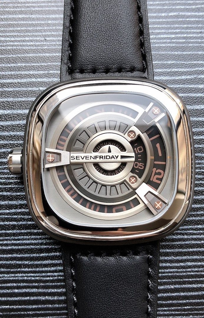 SEVENFRIDAY Black Silver Leather Strap Watch — hero