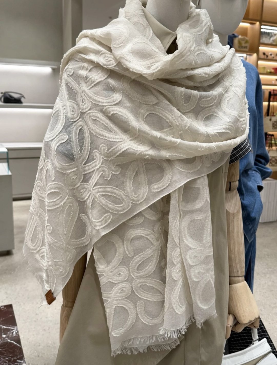 LOEWE Ivory Anagram Fringe Scarf — hero