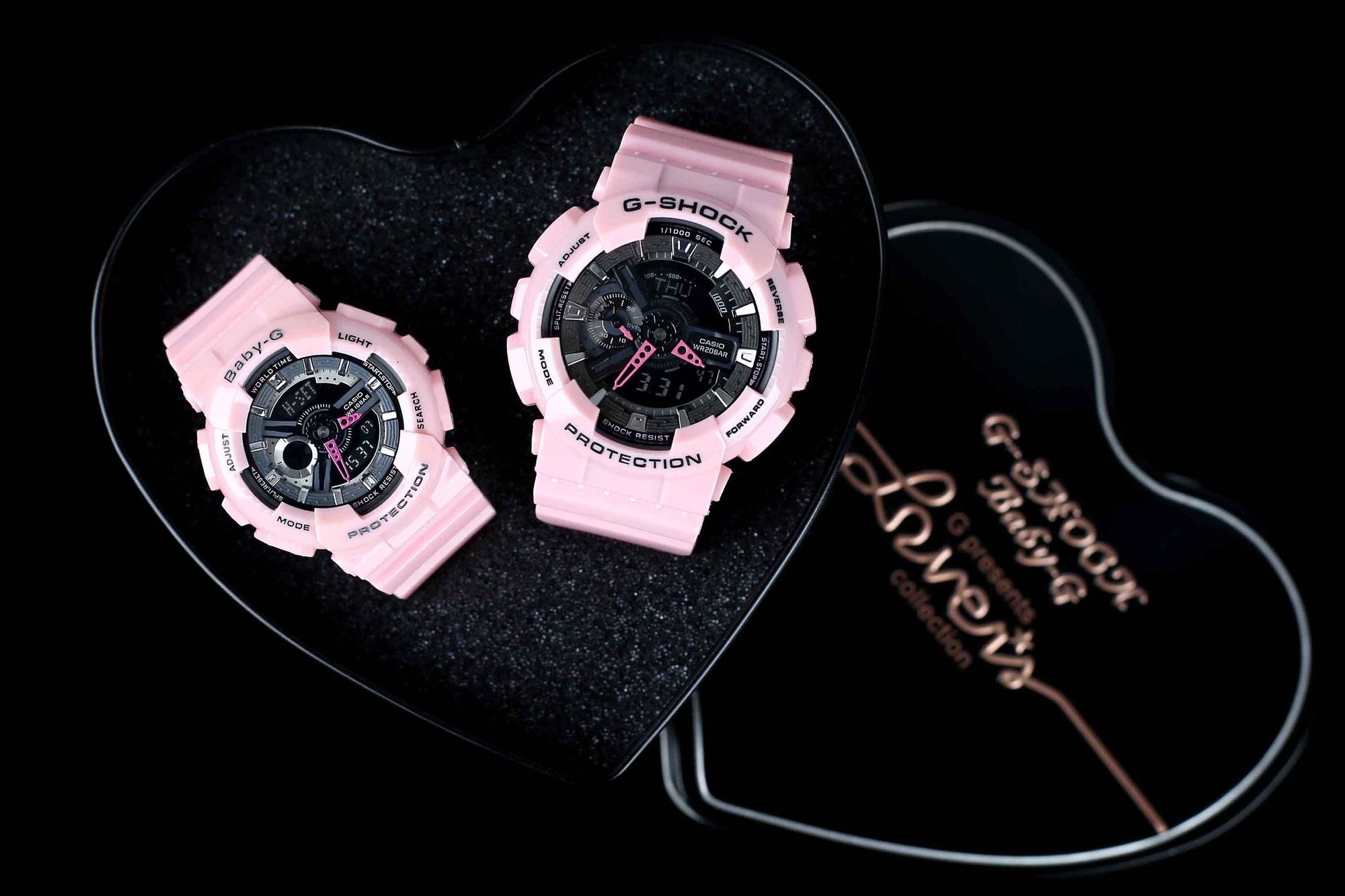 Casio Pink Black Couple Watch Set — hero