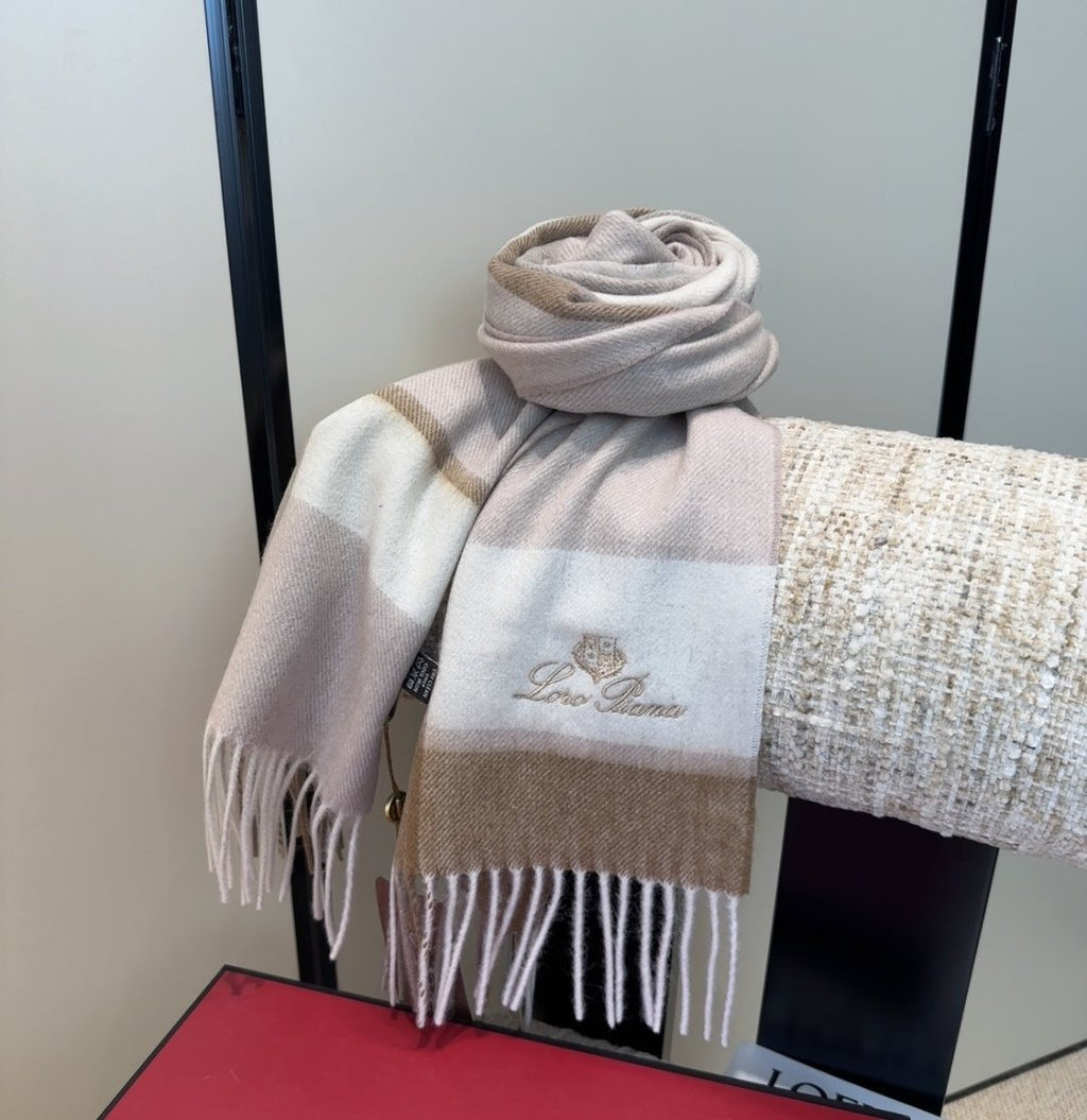 Loro Piana Plaid Fringe Scarf — front