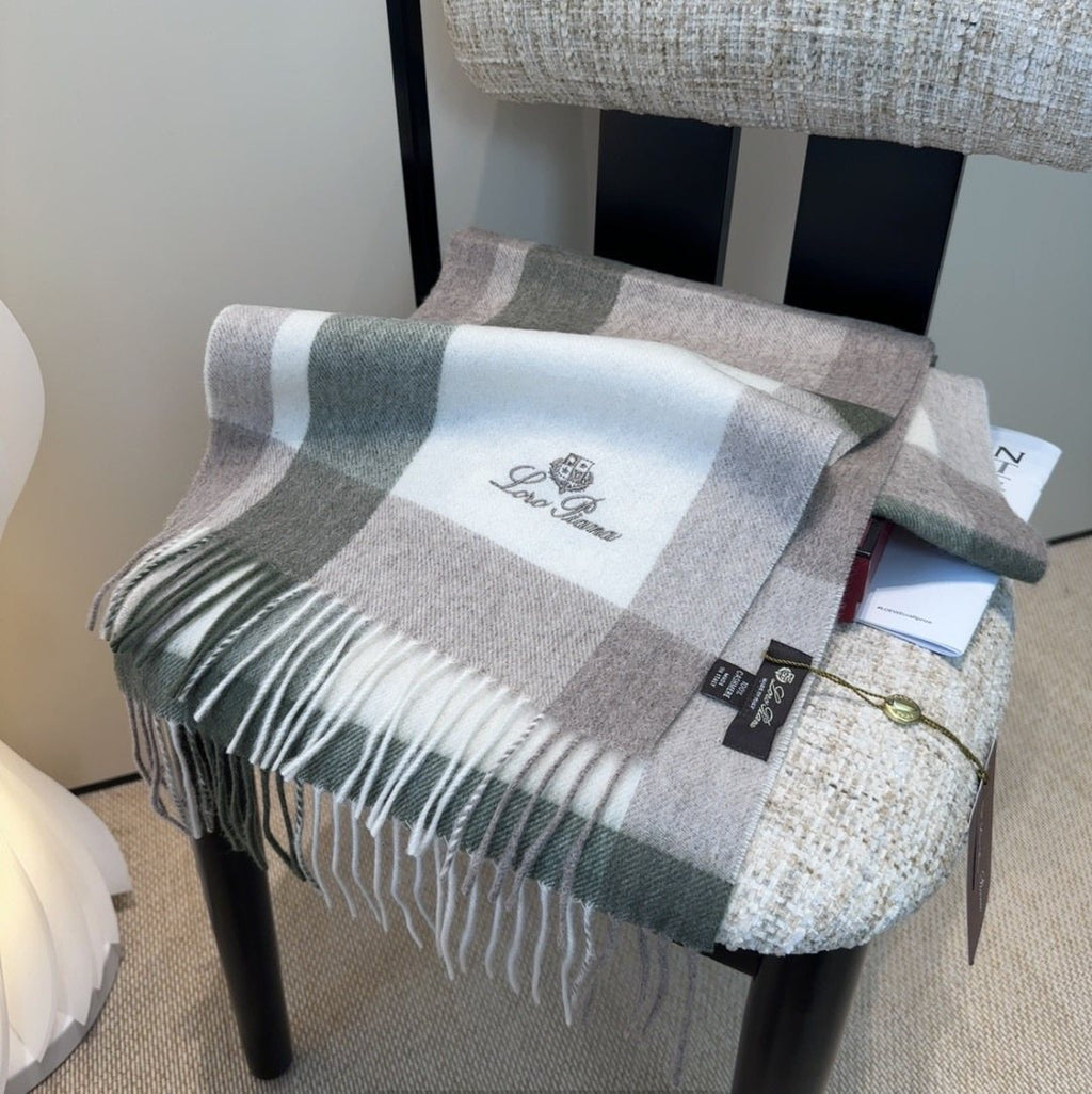 Loro Piana Plaid Fringe Scarf — front