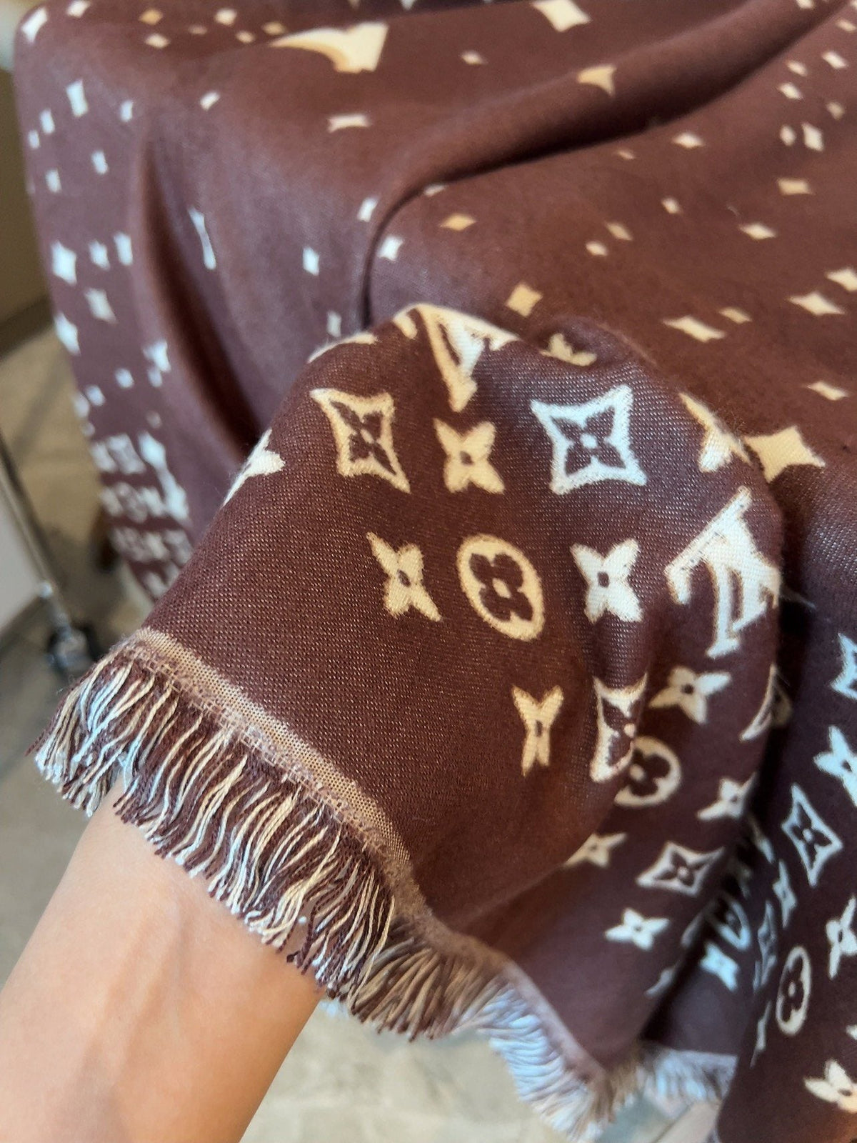 Louis Vuitton Starry Monogram Fringed Wrap — detail