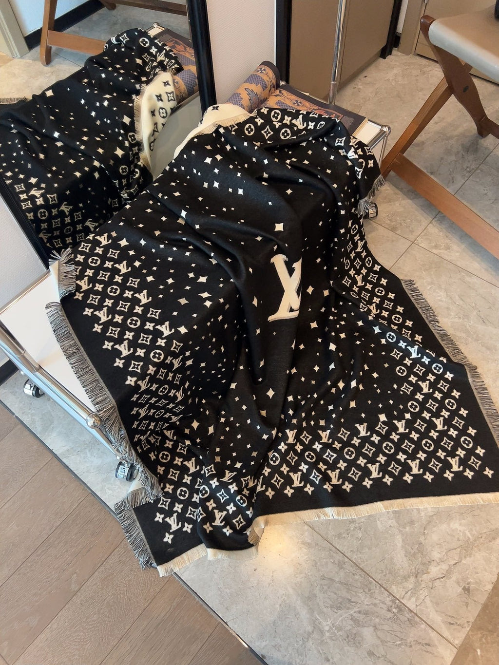 Louis Vuitton Starry Monogram Fringed Wrap — front