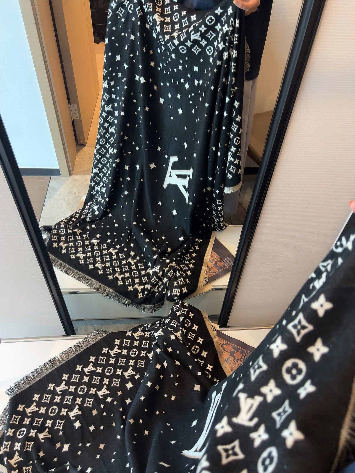Louis Vuitton Starry Monogram Fringed Wrap — front