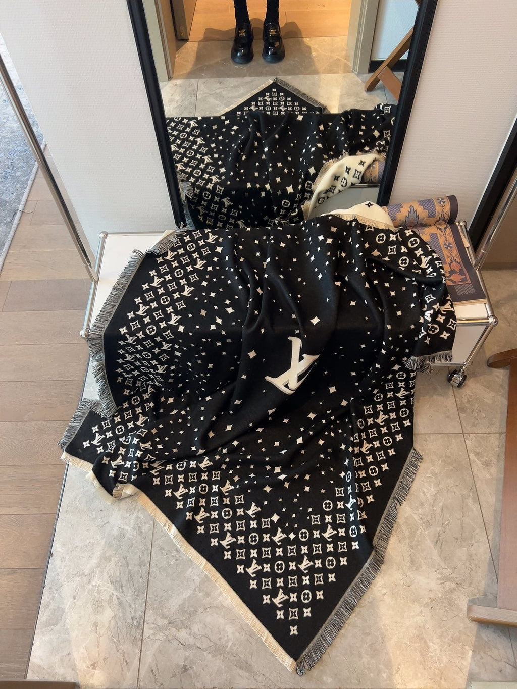 Louis Vuitton Starry Monogram Fringed Wrap — front