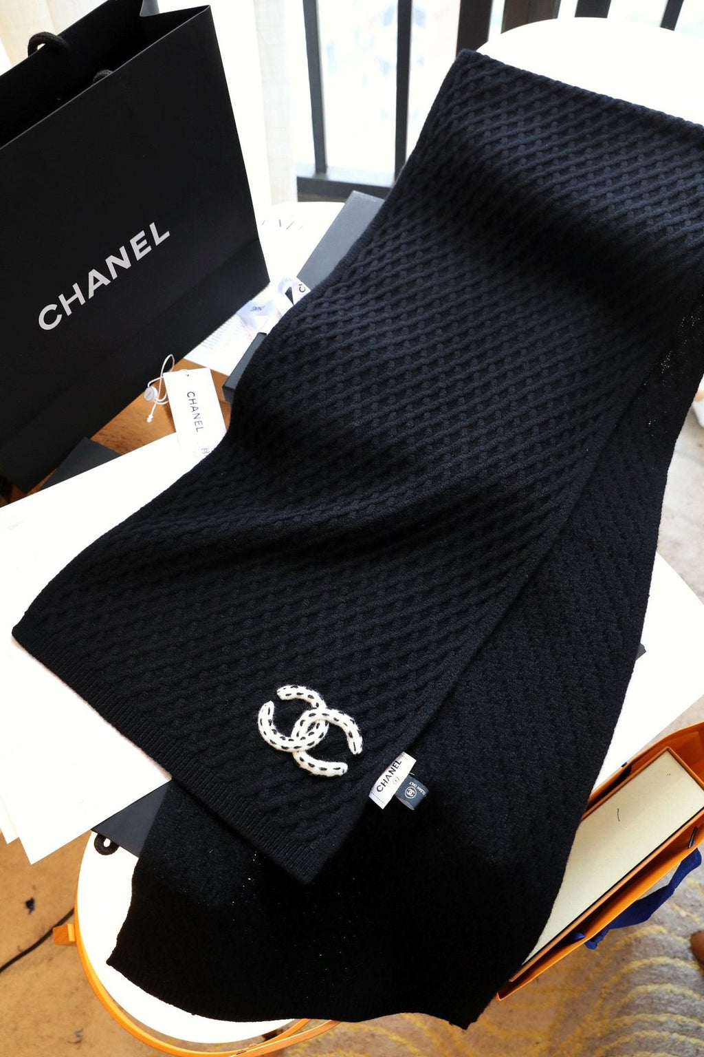 Chanel Diamond Knit Scarf — side