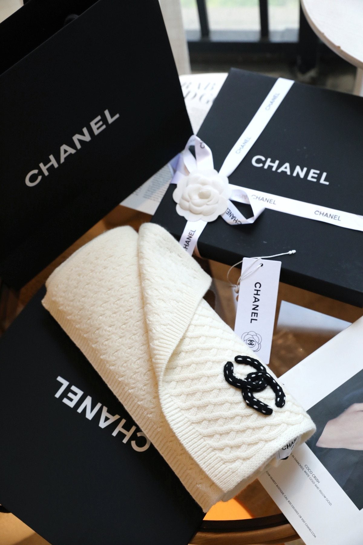 Chanel Diamond Knit Scarf — front