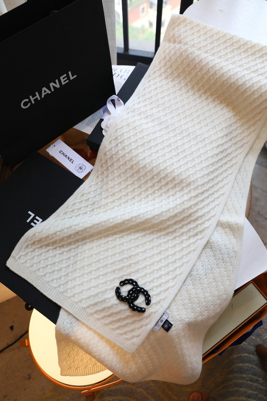 Chanel Diamond Knit Scarf — side