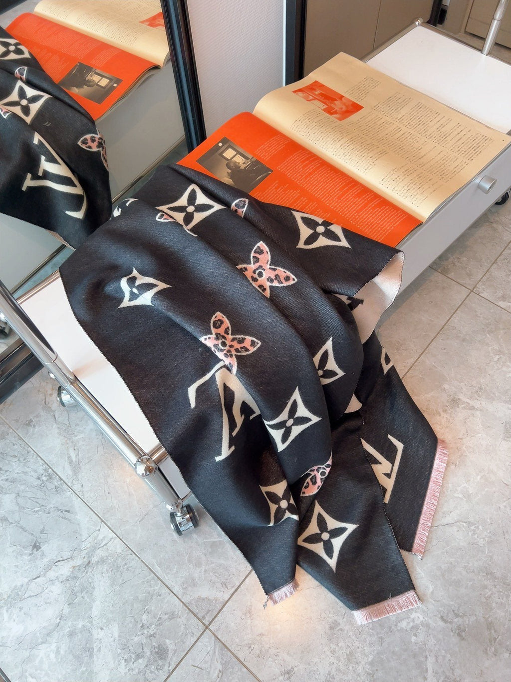 Louis Vuitton Monogram Fringed Scarf — front