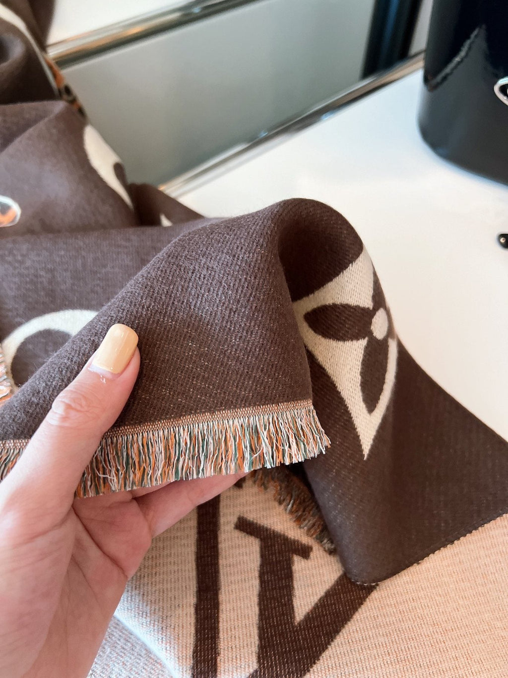 Louis Vuitton Monogram Fringed Scarf — detail